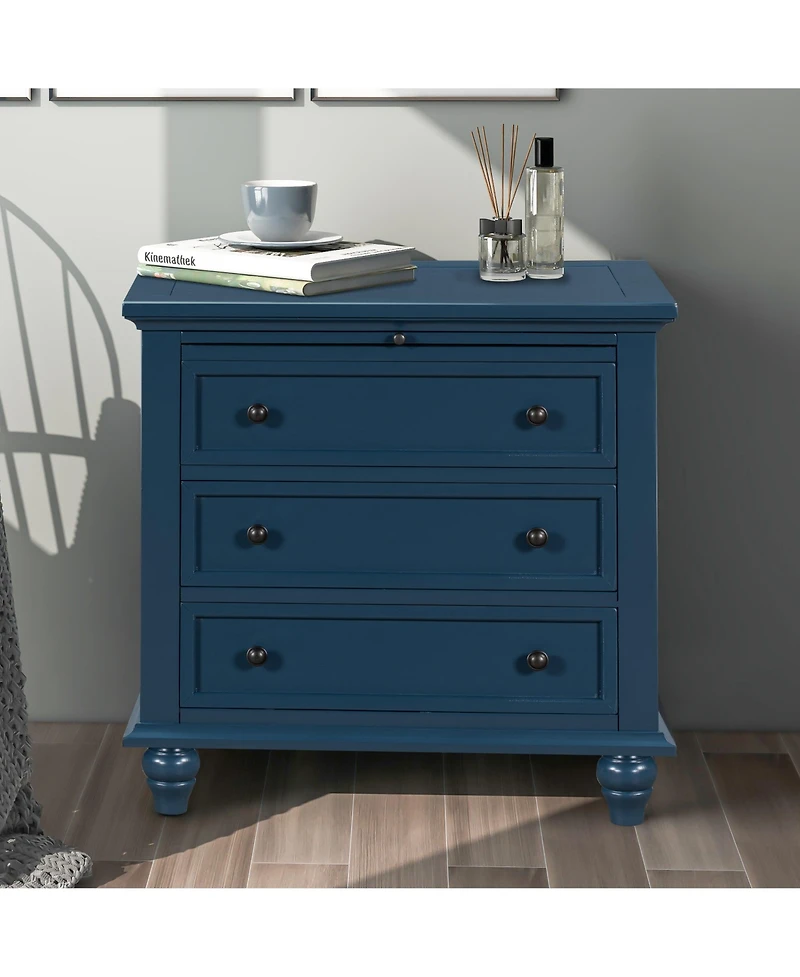 Slickblue 3-Drawer Wood Storage Cabinet – End Table with Pull-Out Tray