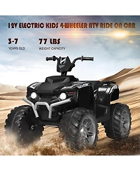 12V Kids 4-Wheeler Atv Quad Ride On Car w/ Led Lights Music Usb