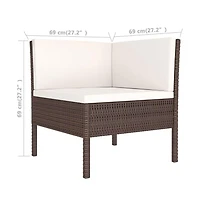 vidaXL 3 Piece Patio Lounge Set with Cushions Poly Rattan Brown