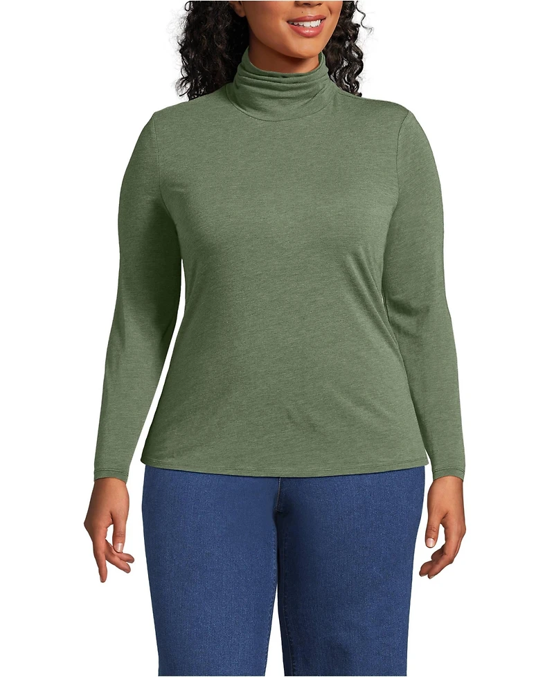 Lands' End Plus Lightweight Jersey Long Sleeve Turtleneck