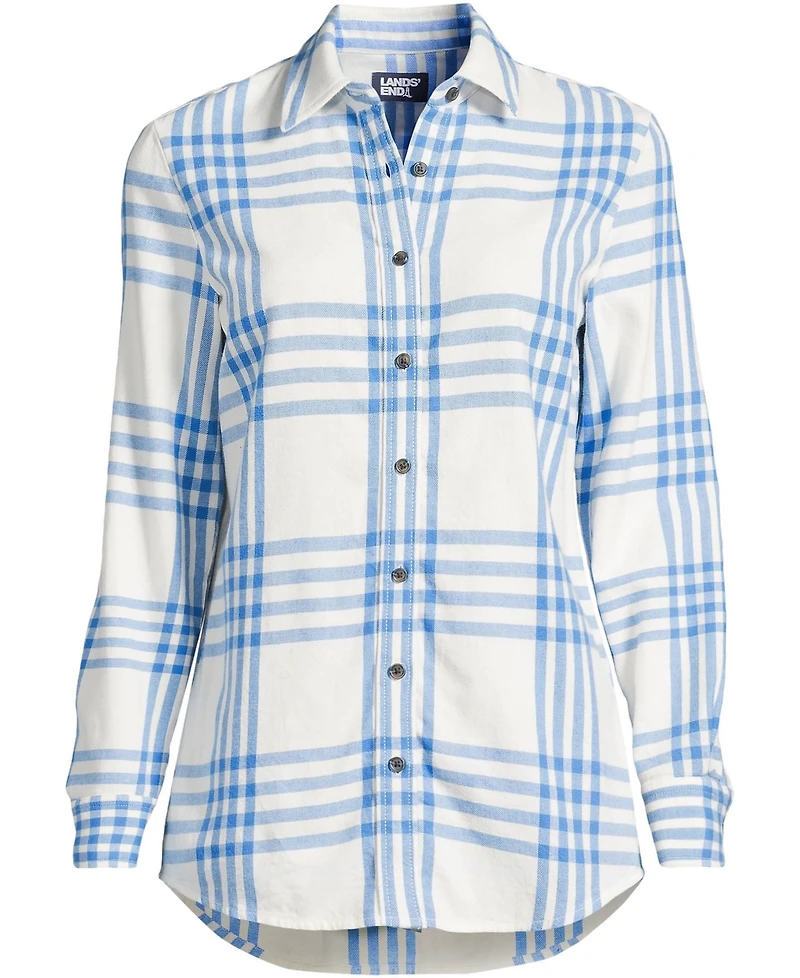 Lands' End Women's Plus Flannel Boyfriend Fit Long Sleeve Shirt