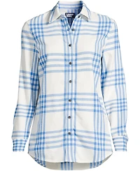 Lands' End Women's Plus Flannel Boyfriend Fit Long Sleeve Shirt