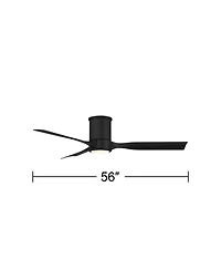 Casa Vieja 56" Keel Indoor Outdoor Ceiling Fan 3 Blade Led Light Remote Control Matte Black Finish Bedroom Hugger Damp Rated