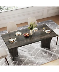 Tribesigns 63-inch Dining Table for 4-6, Farmhouse Kitchen with Large Tabletop, Rectangular Dinner Eating