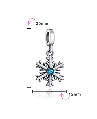 Bling Jewelry Winter Blue Crystal Dangle Snowflake Bead Charm .925Sterling Silver