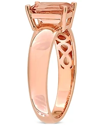 Morganite Emerald-Cut Solitaire Wide Width Statement Ring (1-1/2 ct. t.w.) 14k Rose Gold