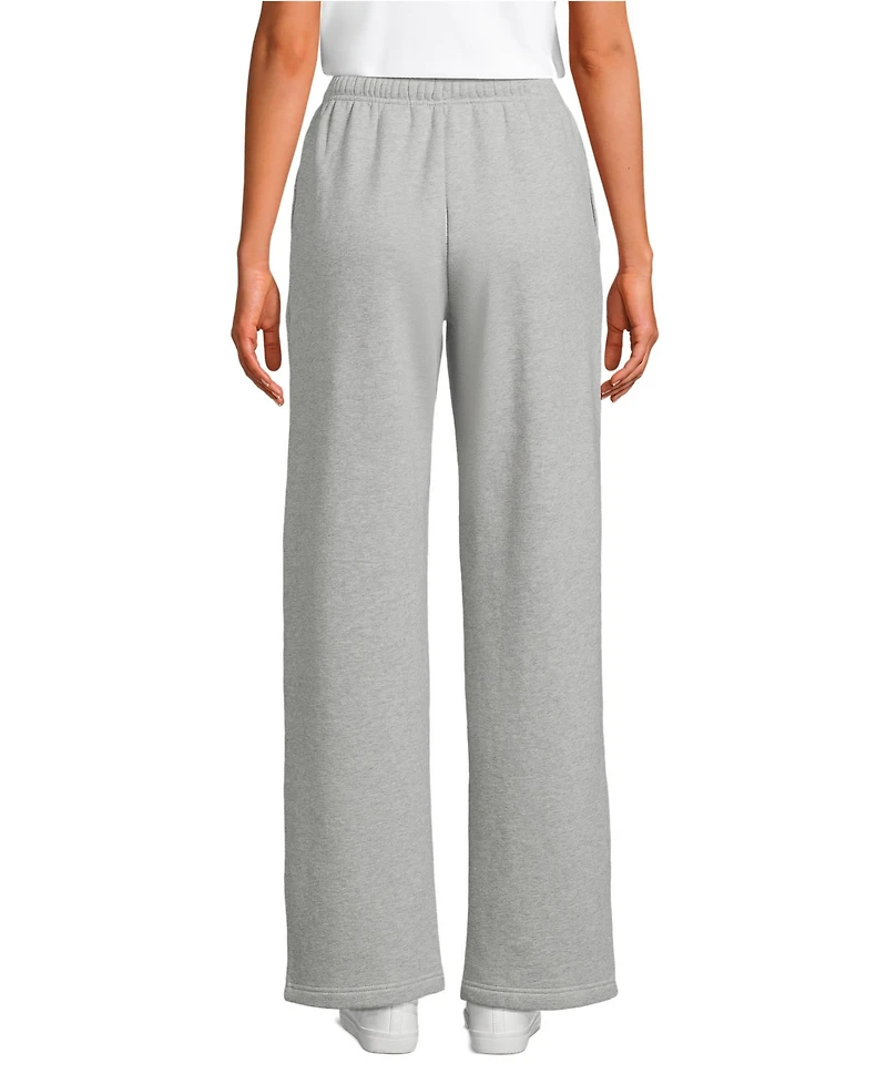 Lands' End Women's Petite Serious Sweats High Rise Relaxed Straight Leg Pants - Set Bottom