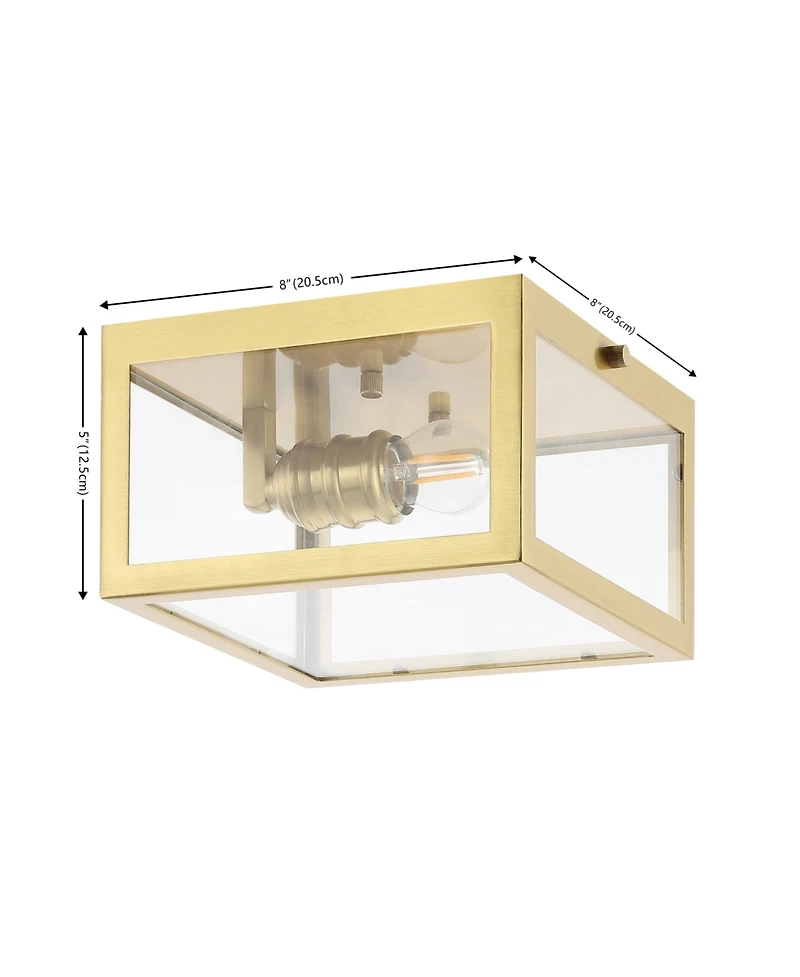 Jonathan Y Eleanor 8" 1-Light Farmhouse Industrial Square Iron/Glass Case Led Flush Mount