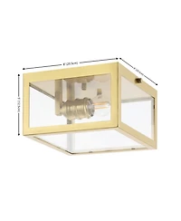 Jonathan Y Eleanor 8" 1-Light Farmhouse Industrial Square Iron/Glass Case Led Flush Mount