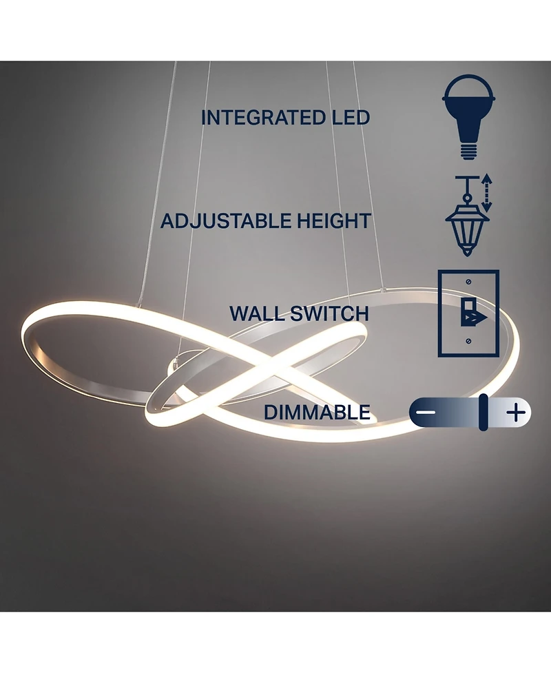 Jonathan Y Alexia 25" Abstract Integrated Led Metal Adjustable Pendant