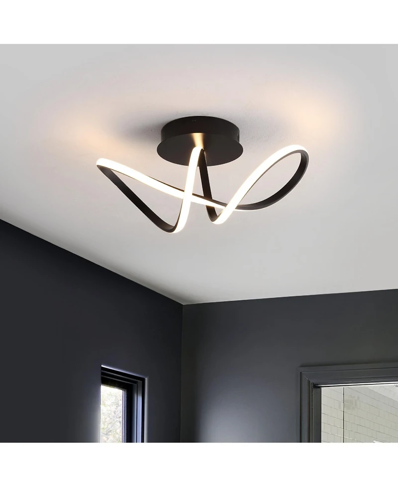 Jonathan Y Chantelle 19.5" 1-Light Modern Minimalist Aluminum Loop Integrated Led Semi Flush Mount