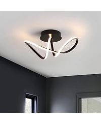 Jonathan Y Chantelle 19.5" 1-Light Modern Minimalist Aluminum Loop Integrated Led Semi Flush Mount