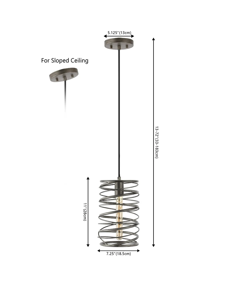 Jonathan Y Helisa 7.25" 1-Light Modern Contemporary Iron Spiral Led Pendant