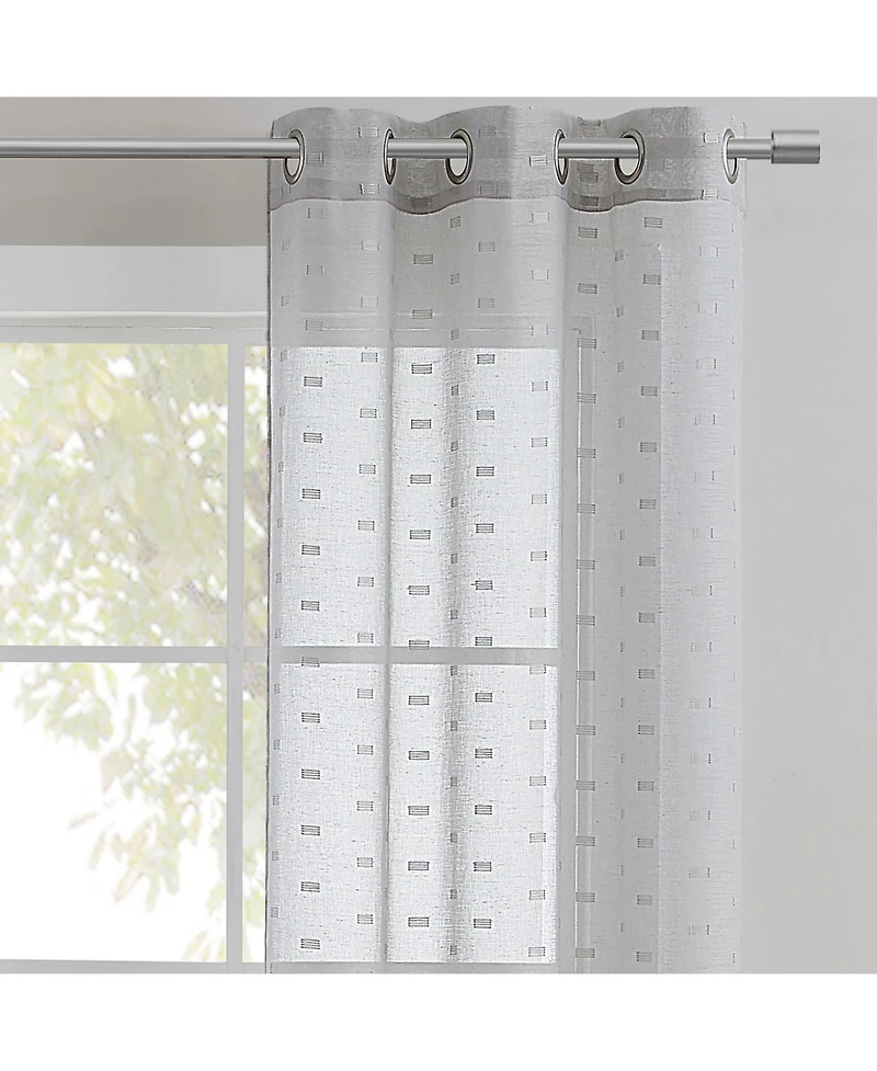 Kate Aurora Modern Living 2 Pack Plaid Sheer Embossed Grommet Top Curtain Panels - Silver
