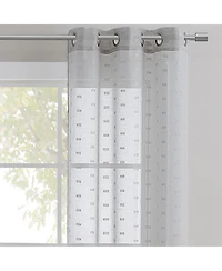 Kate Aurora Modern Living 2 Pack Plaid Sheer Embossed Grommet Top Curtain Panels - Silver