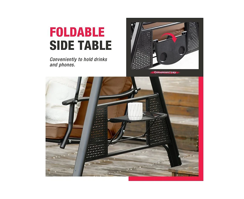 Pamapic Outdoor Metal Patio Swing with Canopy and Cushions