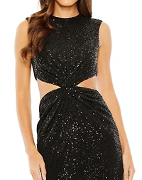 Mac Duggal Women's Sequin Twist Cut Out Open Back Gown
