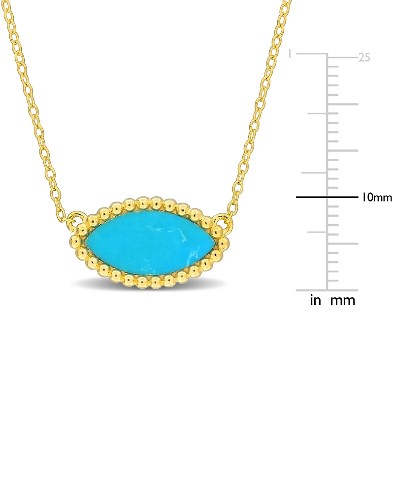 Chalcedony Bead-Framed Marquise 17" Pendant Necklace 14k Yellow Gold Flash Plated Sterling Silver (Also Lab-Created Turquoise)
