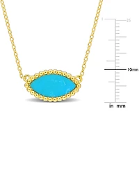 Chalcedony Bead-Framed Marquise 17" Pendant Necklace 14k Yellow Gold Flash Plated Sterling Silver (Also Lab-Created Turquoise)