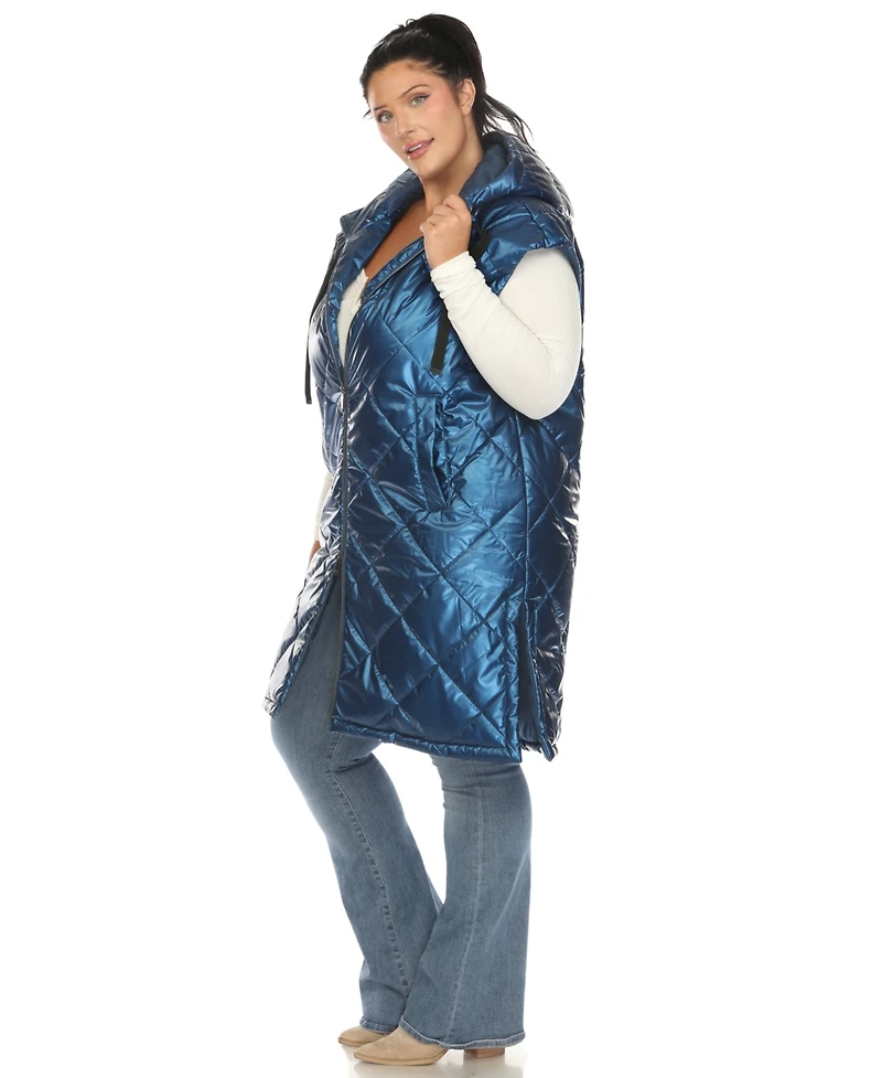 White Mark Plus Metallic Puffer Vest Jacket