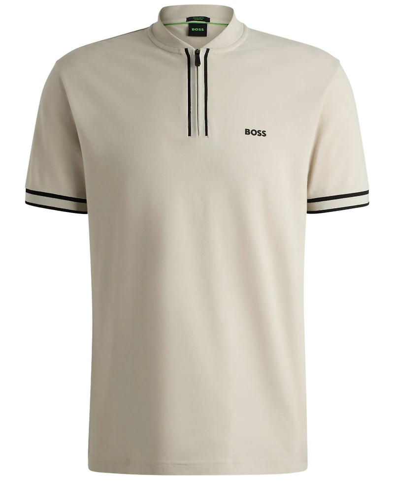 Boss by Hugo Men's Cotton-Pique Zip-Neck Polo