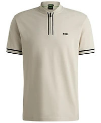 Boss by Hugo Men's Cotton-Pique Zip-Neck Polo