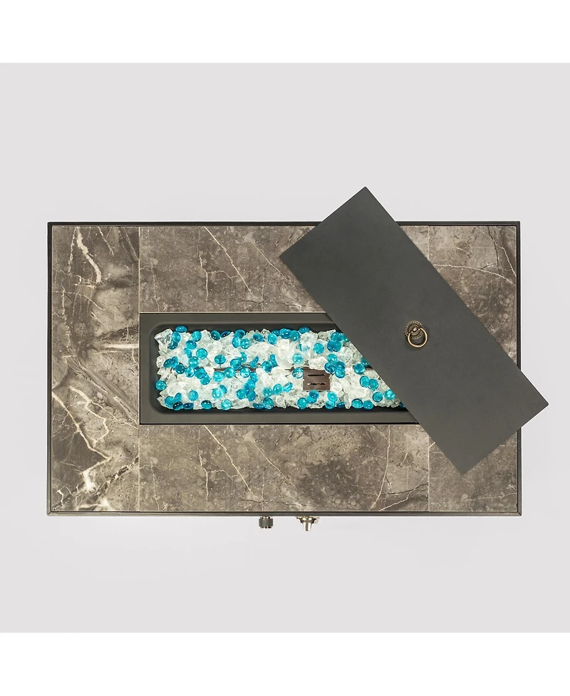 Slickblue Outdoor Propane Fire Pit Table: Rattan Gas Fire Table with Tile Top for Patio & Backyard