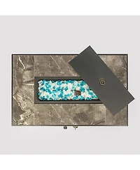 Slickblue Outdoor Propane Fire Pit Table: Rattan Gas Fire Table with Tile Top for Patio & Backyard