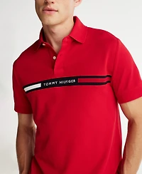 Tommy Hilfiger Men's Short Sleeve Embroidered Chest Stripe Polo Shirt