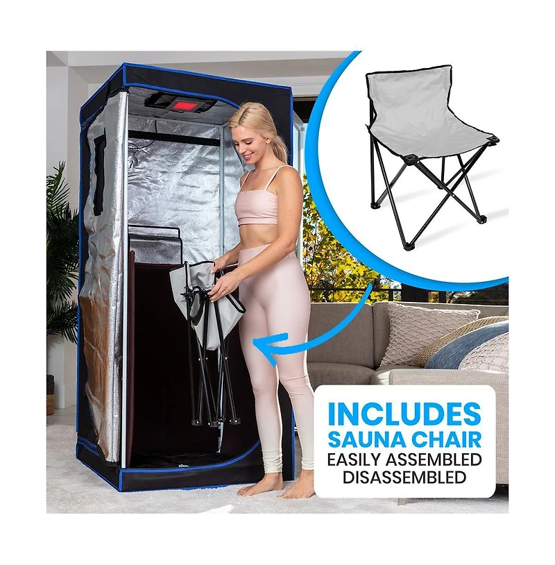SereneLife Detox Therapeutic Home Sauna With Foldable Chair and Heated Foot Pad