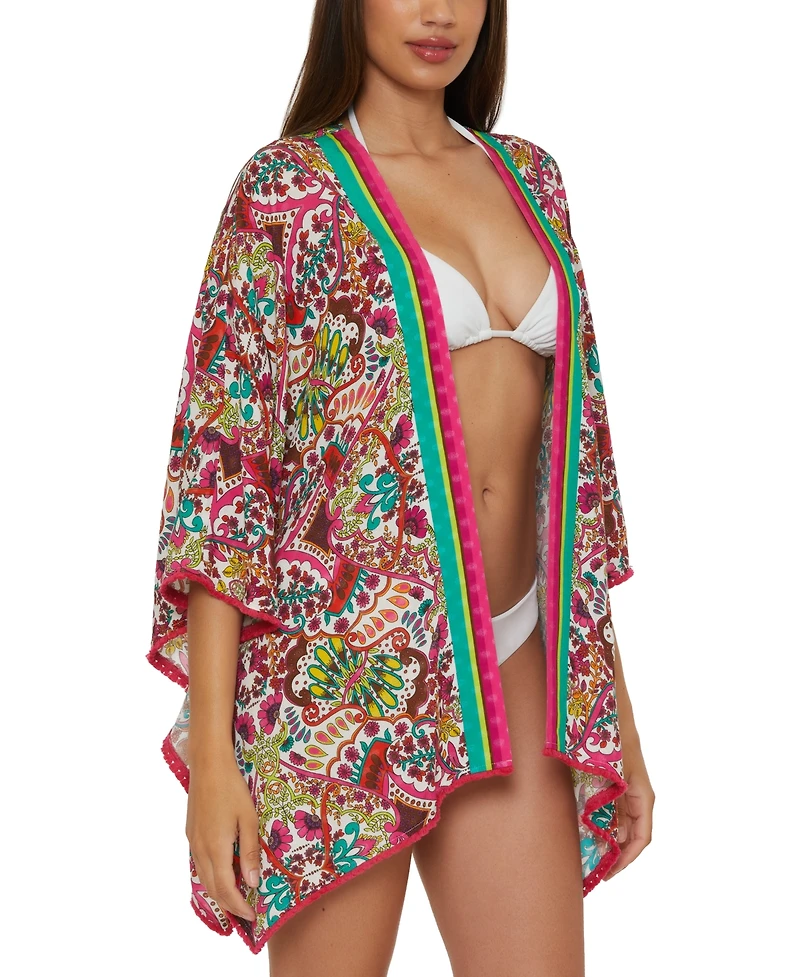 Trina Turk Women's Hawaiian Garden-Print Open-Front Tunic Cover-Up