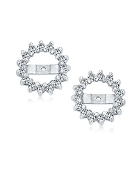 Bling Jewelry Removable Cz Halo Earring Jackets for Studs Gold Plated Sterling Silver