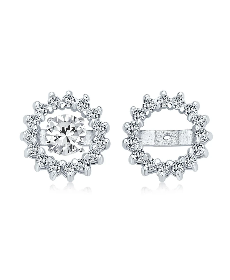 Bling Jewelry Removable Cz Halo Earring Jackets for Studs Gold Plated Sterling Silver