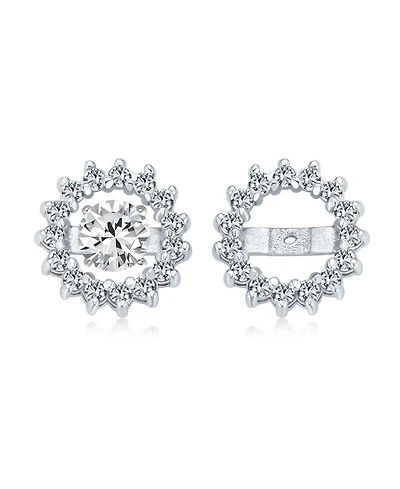 Bling Jewelry Removable Cz Halo Earring Jackets for Studs Gold Plated Sterling Silver