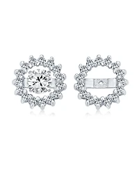 Bling Jewelry Removable Cz Halo Earring Jackets for Studs Gold Plated Sterling Silver