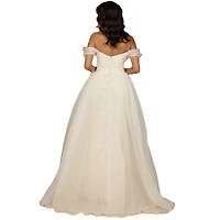 Lara Women's Illusion Neck, Long Bell Sleeve Gown
