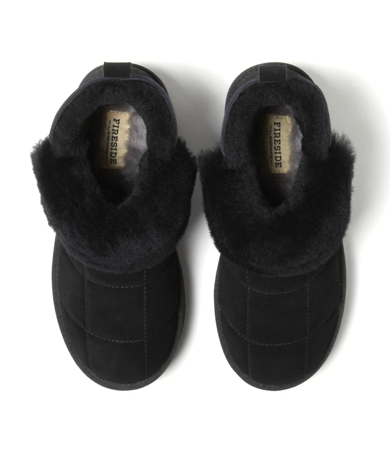 Fireside by Dearfoams Women's Bayswater Genuine Shearling Quilted Platform Bootie