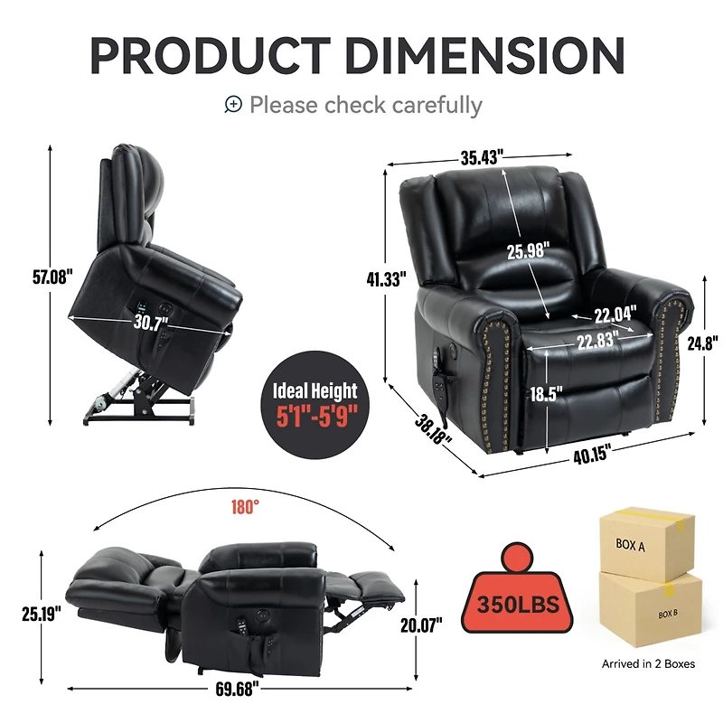 Mondawe Power Lift Recliner Chair Heat Massage