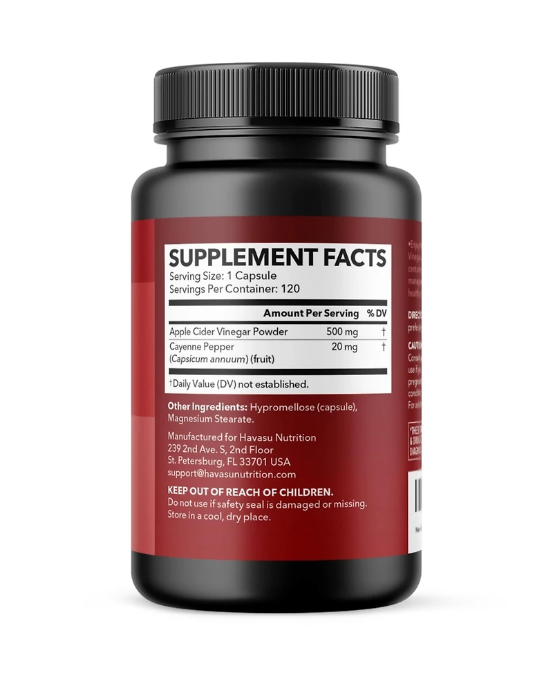 Apple Cider Vinegar Capsules, Havasu Nutrition, 120ct