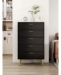 Homsee 5-Drawer White Wood Chest of Drawer Accent Storage Cabinet Organizer