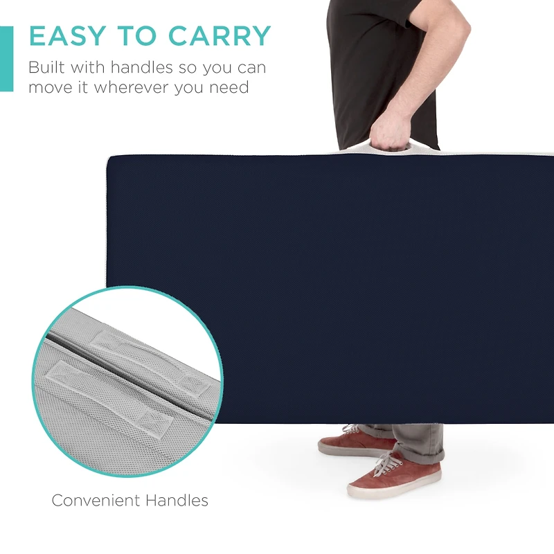 Best Choice Products 4in Thick Folding Portable Midnight Blue Mattress Topper w/ Carry Case