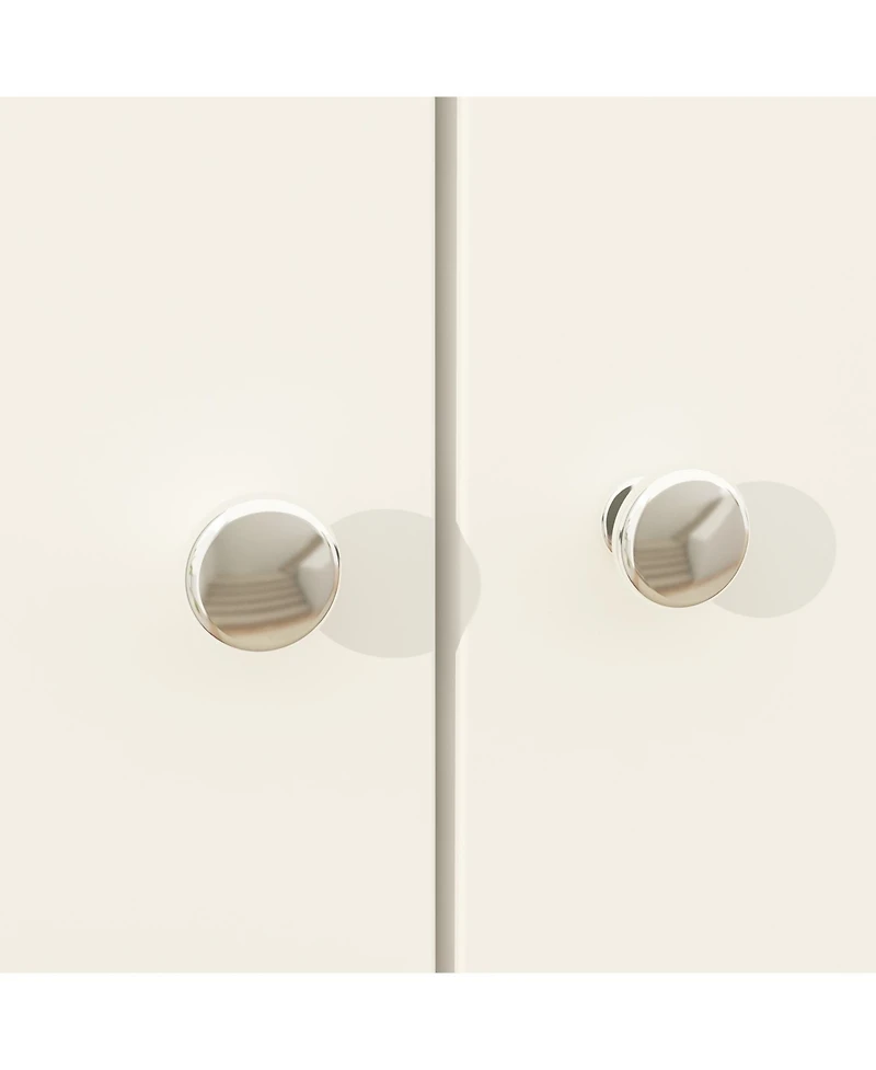 Famapy White Wood Bookcase with adjustable Shelves, 2 door