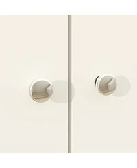 Famapy White Wood Bookcase with adjustable Shelves, 2 door