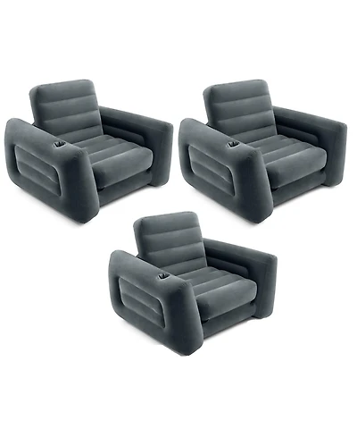 Intex Inflatable Pull Out Sofa Chair Sleeper w/ Twin Sized Air Mattress (3 Pack)