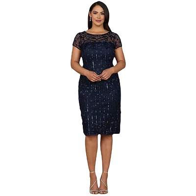 Lara Women's 3D Applique Midi Dress with Cap Sleeves