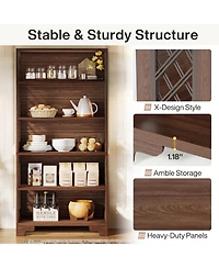 Tribesigns 6-Tier Bookcase, 70.8" Vintage Tall Bookcase, Floor Standing 5-Shelf Display Rack Storage Shelves Mid-Century Bookcase for Home Office, Liv