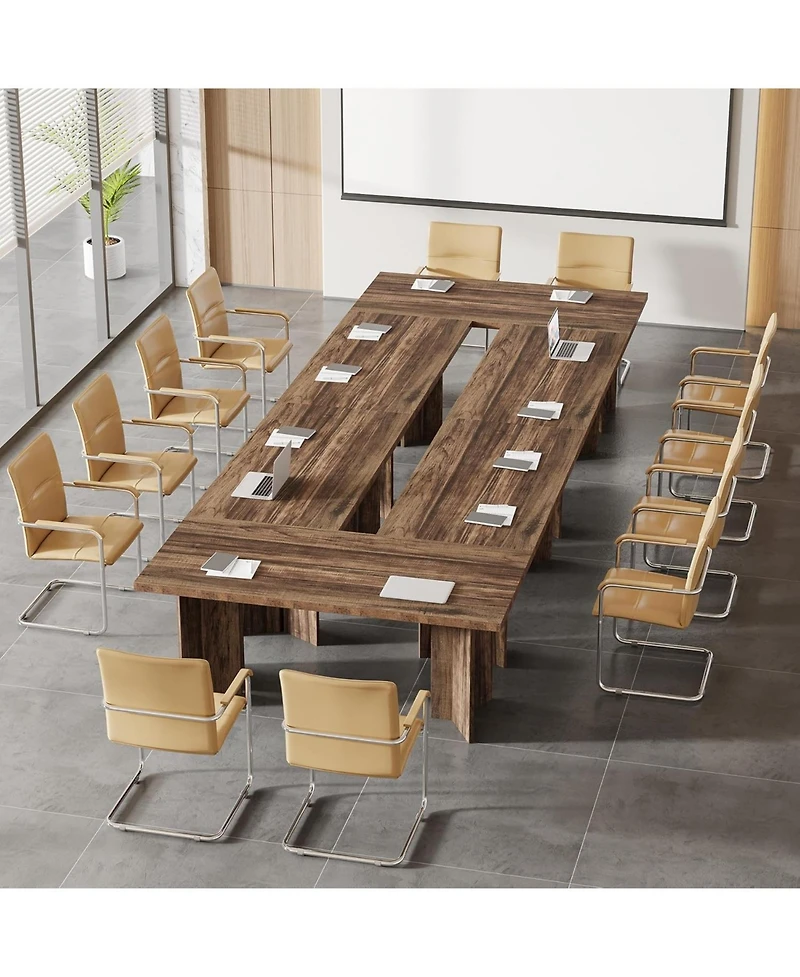 Tribesigns 5.5FT Conference Table, 63-inch Rectangle Meeting Seminar Large Wooden Business Tables for 4-6 People, Heavy Duty Pedestal