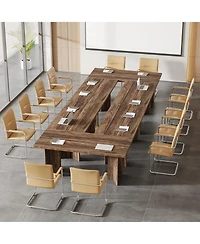 Tribesigns 5.5FT Conference Table, 63-inch Rectangle Meeting Seminar Large Wooden Business Tables for 4-6 People, Heavy Duty Pedestal