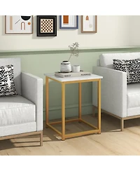 Gymax Round Nesting Table Set of 3 Modern/Farmhouse Coffee w/2 End Tables Walnut & Black