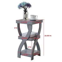 Kings Brand Furniture 3 Tier End Table - Square for Bedroom with Shelves Bedside Nightstand